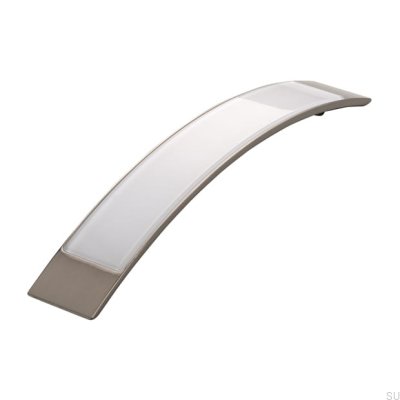 Tirador para mueble alargado 2184 160 Plata Cepillado con Blanco
