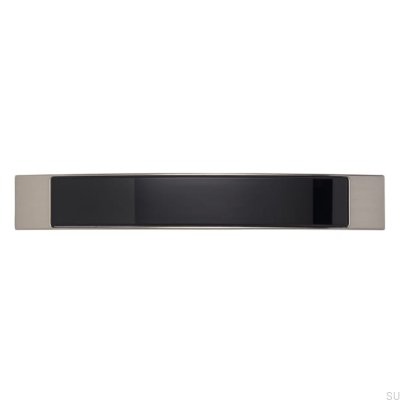 Tirador para mueble alargado 2184 160 Plata Cepillado con Negro