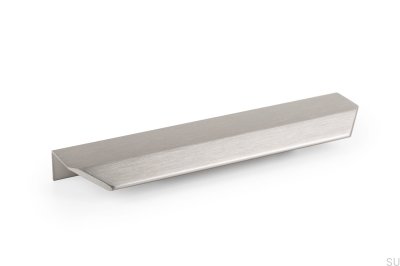 Tirador para mueble con borde Vann 200, Aluminio cepillado plateado
