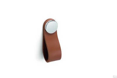 Tirador para mueble Flexa 70 Cuero Beige con Plata