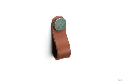 Tirador para mueble Flexa 70 Cuero Beige con Estaño