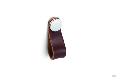 Tirador para mueble Flexa 70 Cuero Marrón con Plata