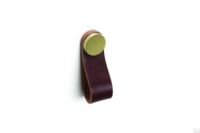 Tirador para mueble Flexa 70 Cuero Marrón con Oro