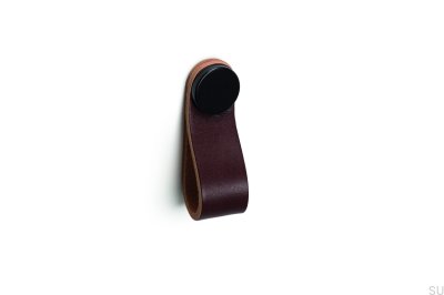 Tirador para mueble Flexa 70 Cuero Marrón con Negro