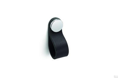 Tirador para mueble Flexa 70, piel negra con plata