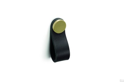 Tirador para mueble Flexa 70 Cuero Negro con Oro