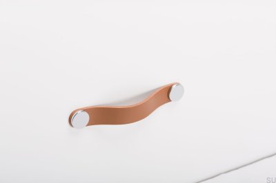 Tirador para mueble Flexa 128 Cuero Beige con Plata