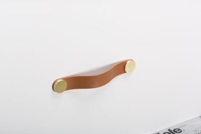 Tirador para mueble Flexa 128 Cuero Beige con Oro