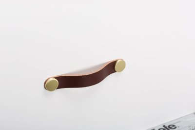 Tirador para mueble Flexa 128 Cuero Marrón con Oro