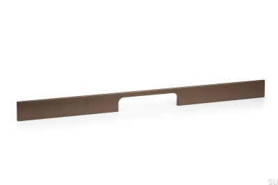 Tirador alargado para muebles Peak 448 de aluminio marrón metalizado