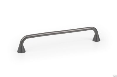 Tirador para mueble rectangular Bella 160, metal gris grafito