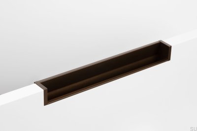 Tirador para mueble empotrable Hexxa 200. Aluminio, marrón