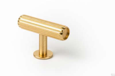 Pomo para mueble T-Bar Rille Oro cepillado