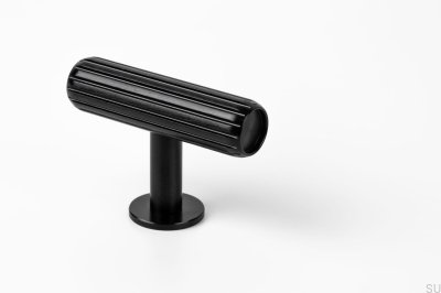 Pomo para muebles T-Bar Rille negro cepillado