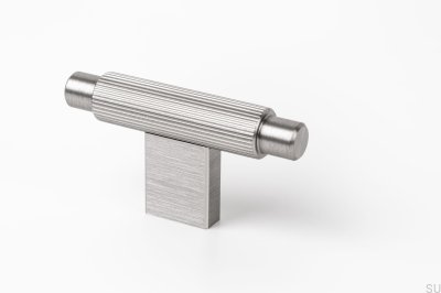 Pomo para Mueble T-Bar Arpa Aluminio Plata Cepillado