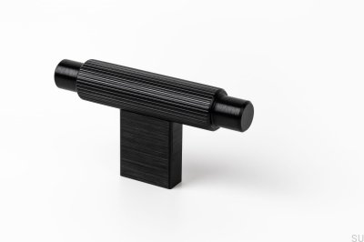 Pomo para mueble T-Bar Arpa Aluminio Negro Cepillado