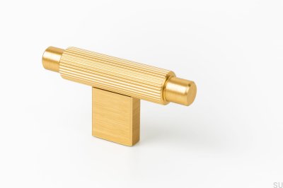 Pomo para mueble T-Bar Arpa Aluminio Oro Cepillado