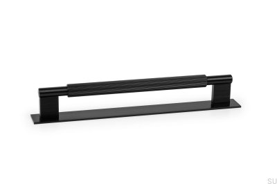 Tirador para mueble longitudinal con Arpa Plate 192 Aluminio Negro Cepillado