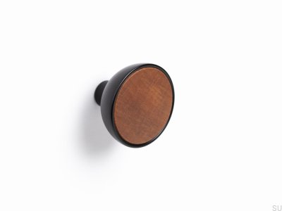 Bol Perchero de pared negro con madera sapeli Eco