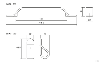 Tirador para mueble alargado Belt 160 Metal Negro Mate