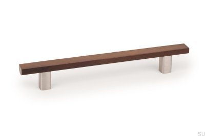 Tirador para mueble alargado Ara W 160 Nogal con Aluminio