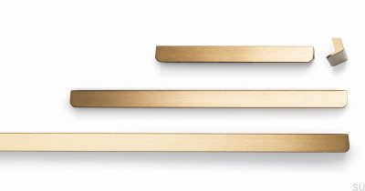 Tirador para mueble rectangular Flapp 32, aluminio, oro, cepillado, cava