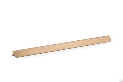 Tirador para mueble alargado Flapp 256, aluminio, oro, cepillado, cava