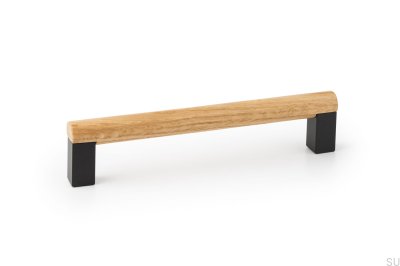 Tirador para mueble alargado Eto 160 Madera Roble y Aluminio Gris