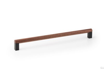Eto 320 Tirador Mueble Alargado Madera Nogal con Aluminio Gris
