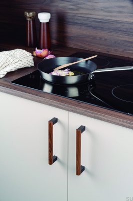 Eto 320 Tirador Mueble Alargado Madera Nogal con Aluminio Gris