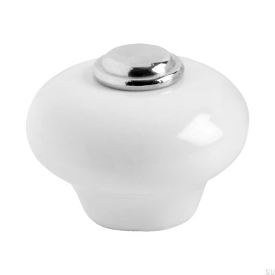 Pomo para mueble 409 Porcelánico cromado pulido