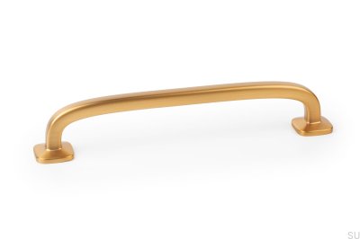 Tirador para mueble rectangular Quart Big 160, oro cepillado, cava