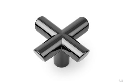 Pomo para mueble Equis Níquel Pulido Negro