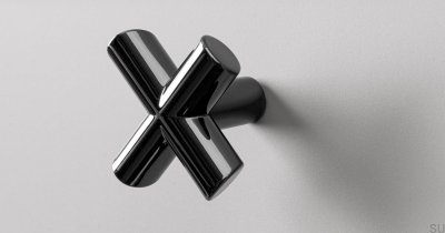 Pomo para mueble Equis Níquel Pulido Negro