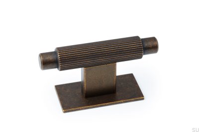 Pomo para mueble con arandela T-Bar Arpa Plate Aluminio Rustic Gold