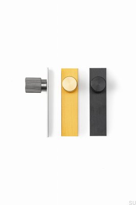 Pomo para mueble con arandela Arpa Plate Aluminio Negro Cepillado