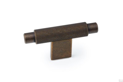 Pomo para muebles de aluminio Arpa con barra en T, color dorado rústico