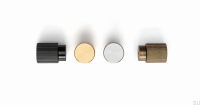 Pomo para muebles Arpa de aluminio en oro cepillado