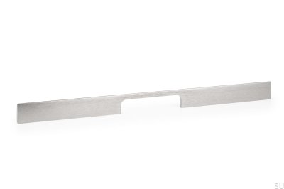 Tirador alargado para muebles Peak 448 de aluminio plateado cepillado