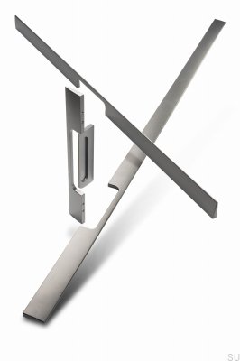 Tirador alargado para muebles Peak 448 de aluminio plateado cepillado