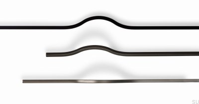 Tirador alargado para mueble Brave 1120 de aluminio gris metalizado