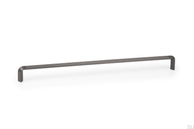 Tirador para mueble alargado Lines 320 gris oscuro cepillado