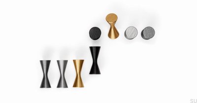 Pomo para muebles Diabolo de aluminio negro cepillado