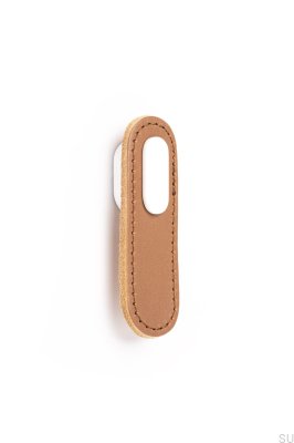 Tirador para mueble Oblongo Piel Beige con Blanco