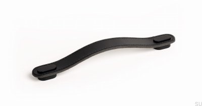 Tirador para mueble alargado Oblong 160 Cuero Negro con Negro