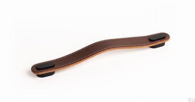 Tirador para mueble alargado Oblongo Cuero Marrón con Negro