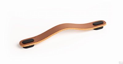 Tirador para mueble alargado Oblongo Piel Beige con Negro