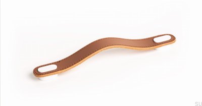 Tirador para mueble alargado Oblongo Piel Beige con Blanco