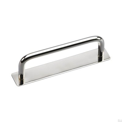 Tirador para mueble alargado con arandela Royal Deluxe 96. Latón, Niquelado