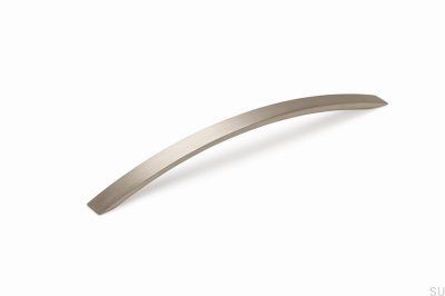 Tirador alargado para mueble Arko 192 de aluminio plateado cepillado